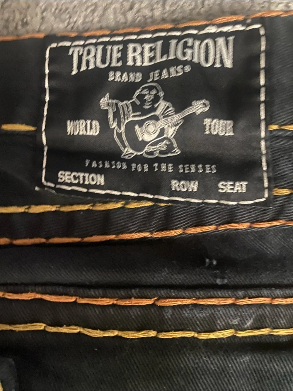 True Religion Men’s Black Jeans with Orange Blob Stitching AND Tigers Size L Men